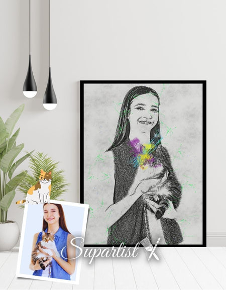 Personalised Gift for Cat Lovers as an Artistic Custom Poster